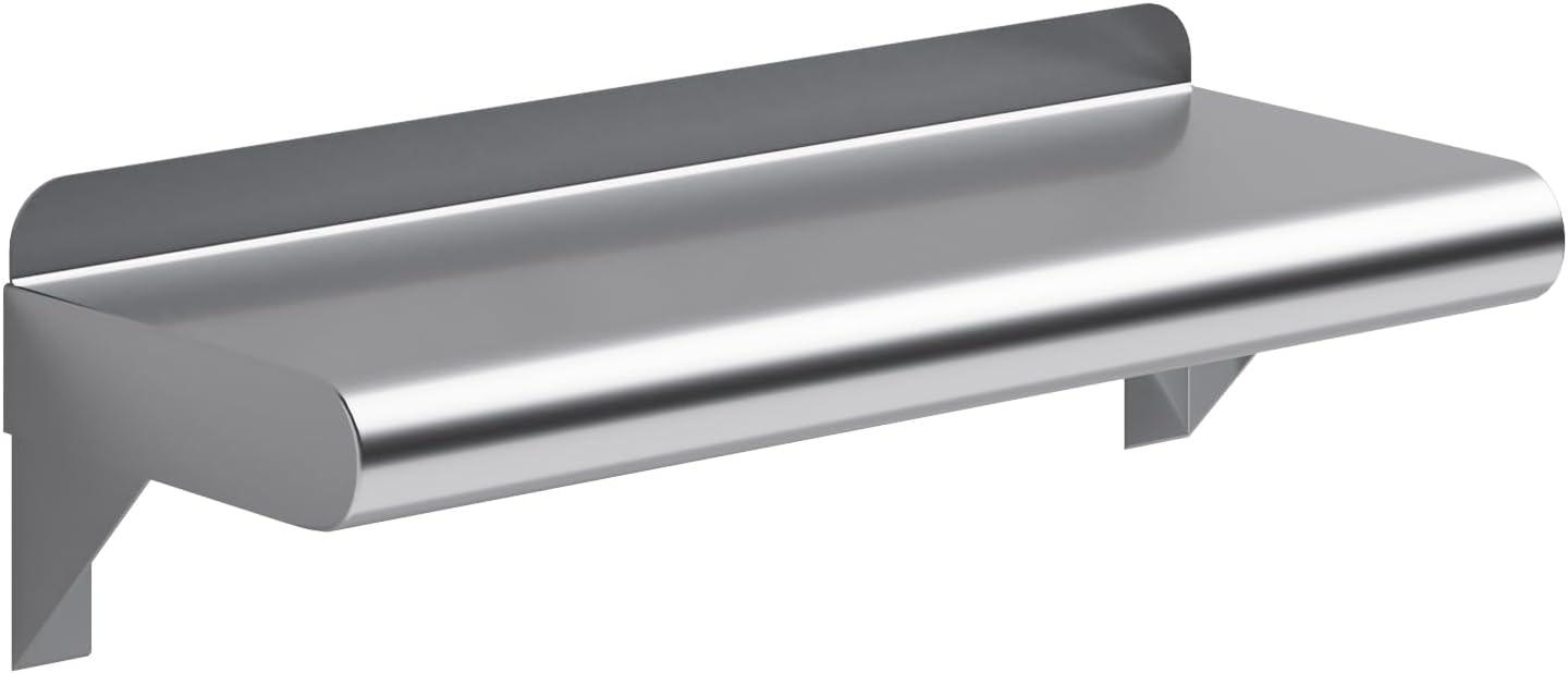 16" Stainless Steel Wall Shelf with Rounded Edge