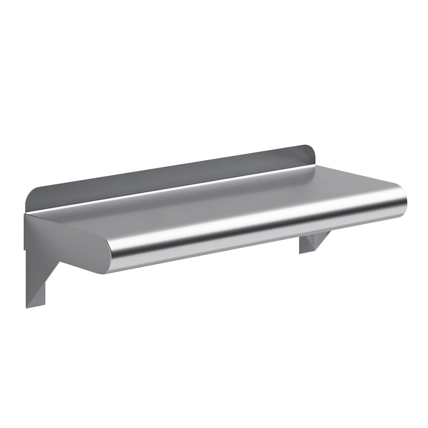 16" Stainless Steel Wall Shelf with Rounded Edge