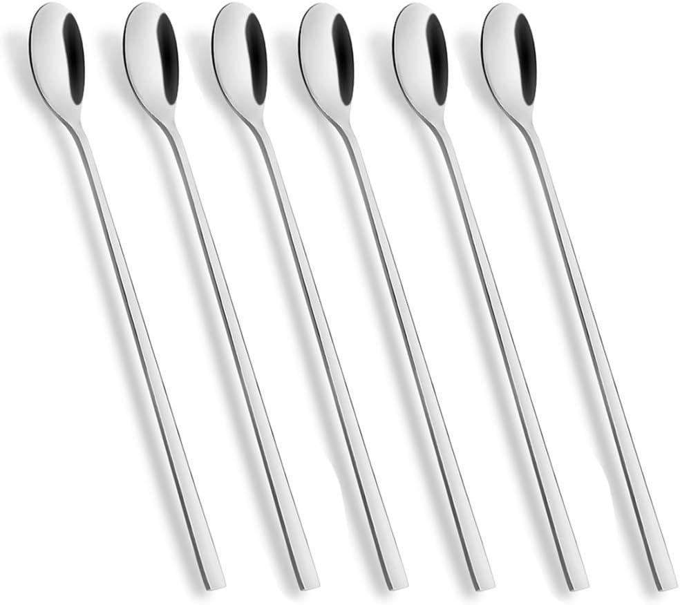 Long Handle Spoon, Coffee Stirrers, 9-inch Ice Tea Spoon, AOOSY Premium 18/10 Stainless Steel Iced Teaspoon for Mothers Milks Tea Mixing Cocktail Stirring Coffee Milkshake Cold Drink, S