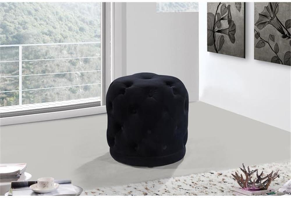 Meridian Furniture Harper Contemporary Velvet Ottoman/Stool in Black