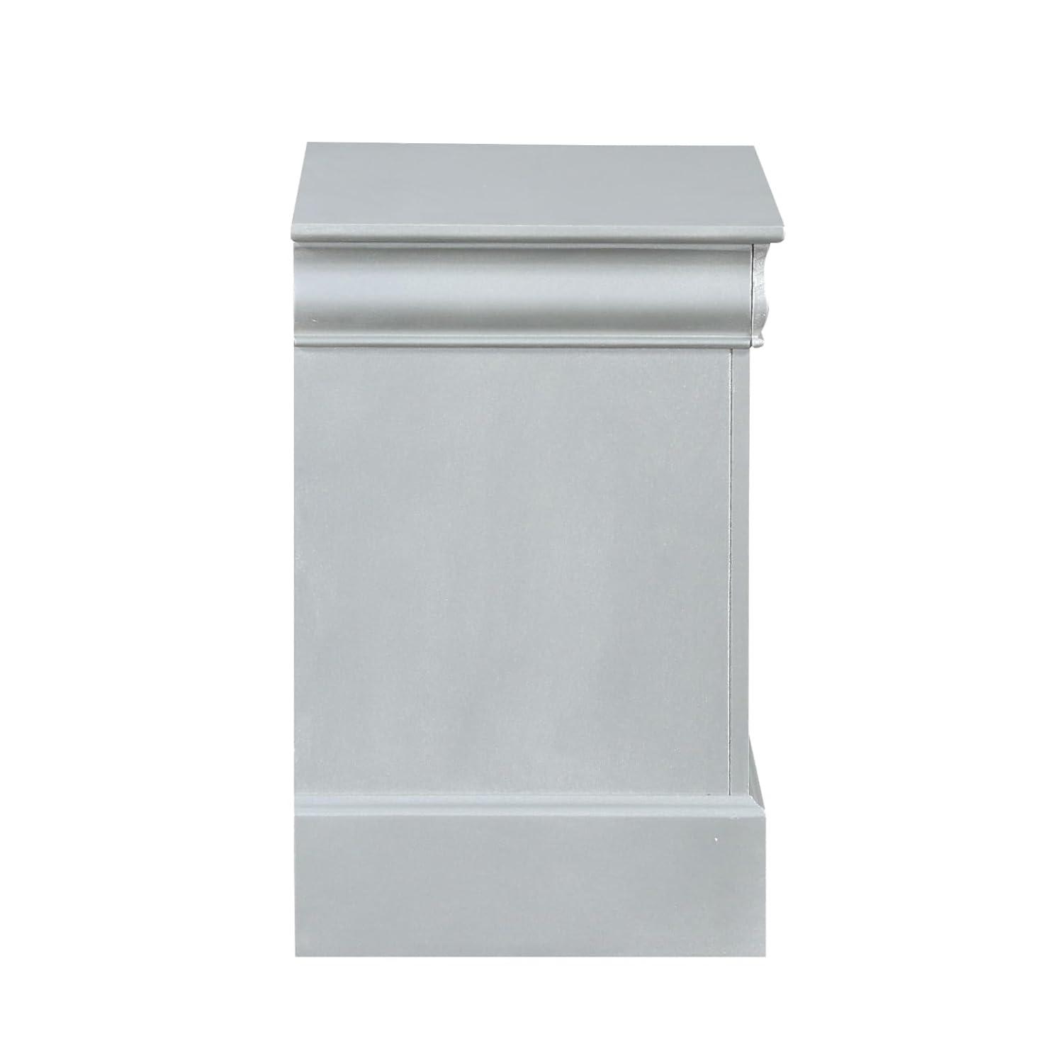 Acme Furniture Louis Philippe III Nightstand Platinum Finish