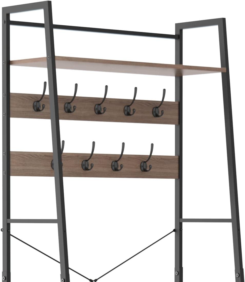 Steel Hall Tree with Bench and Shoe Storage