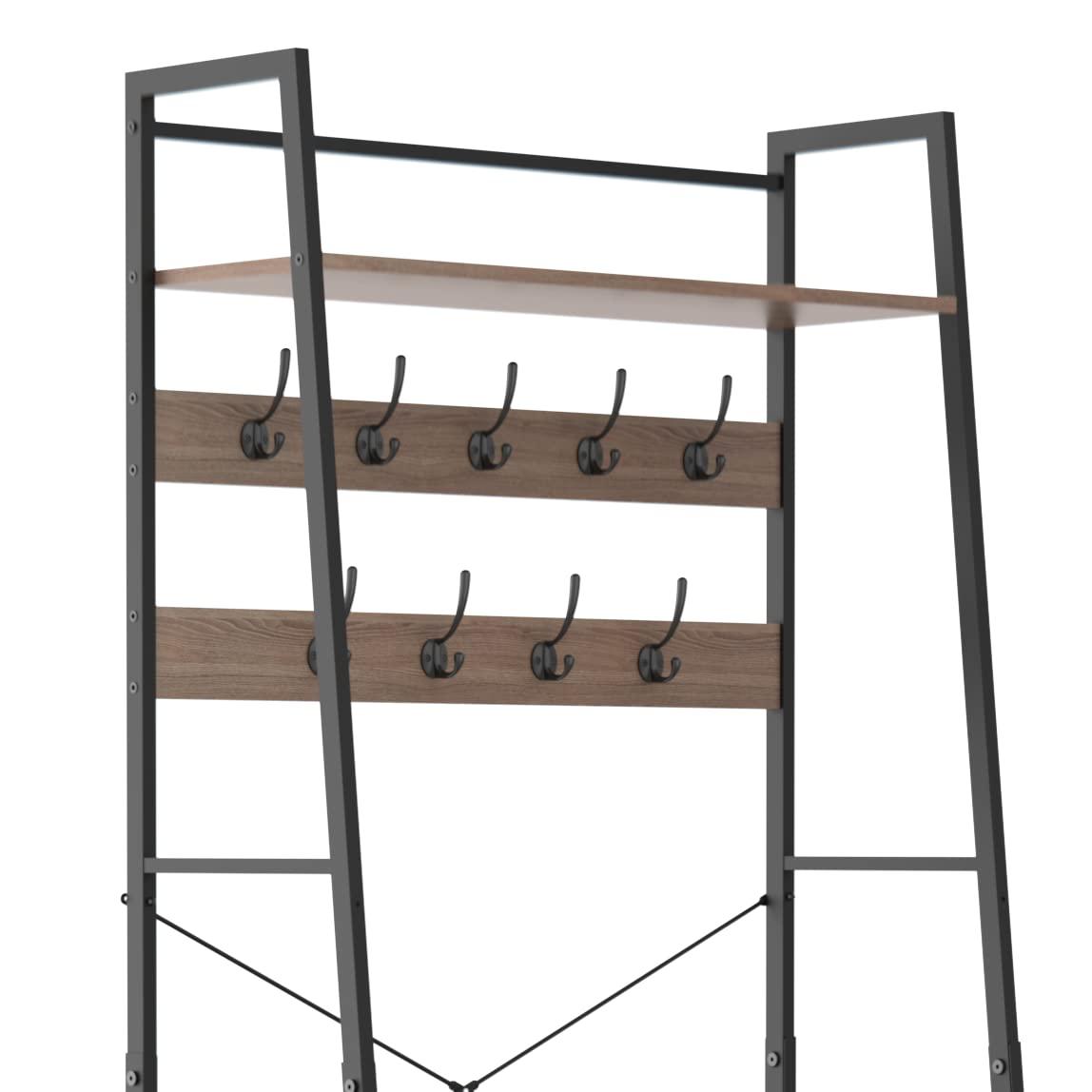 Steel Hall Tree with Bench and Shoe Storage