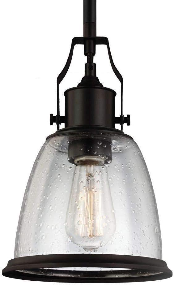 Hobson Mini Globe Pendant in Oil Rubbed Bronze with Clear Seeded Glass