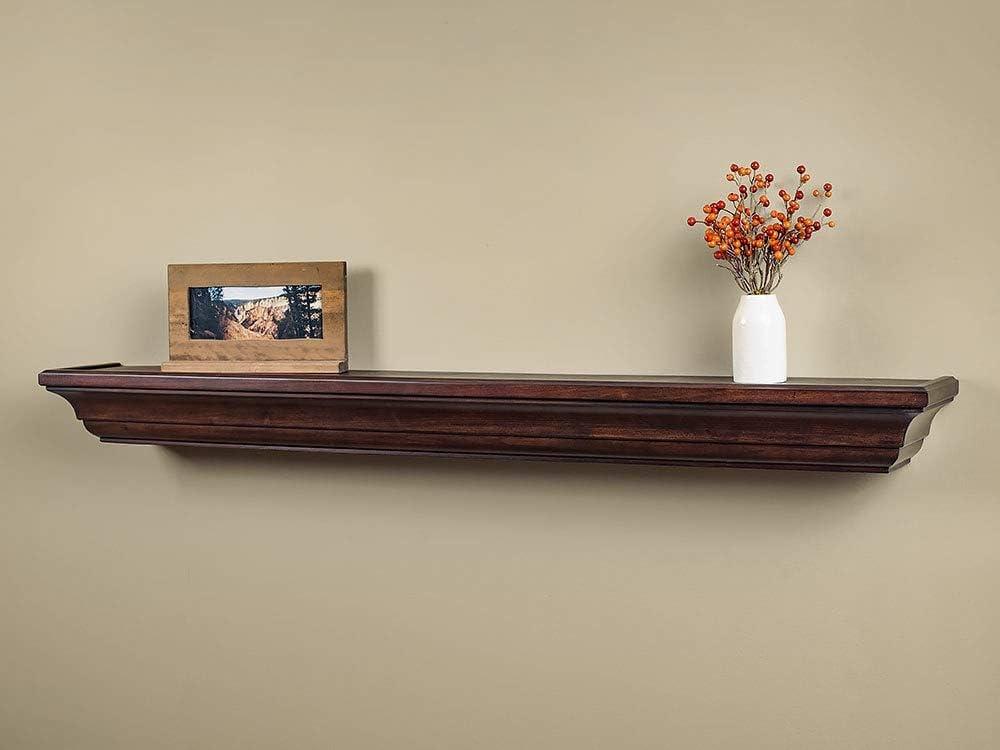 Colton 60" Chocolate Pine Floating Fireplace Mantel Shelf