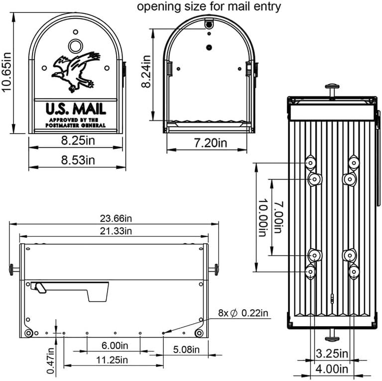 Large Black Steel Double Door Post Mount Mailbox