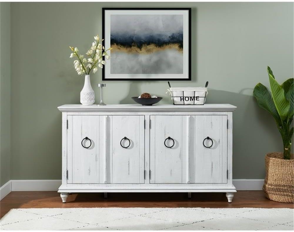 Martin Svensson Home Garden District Rustic White Solid Wood 65" TV Stand