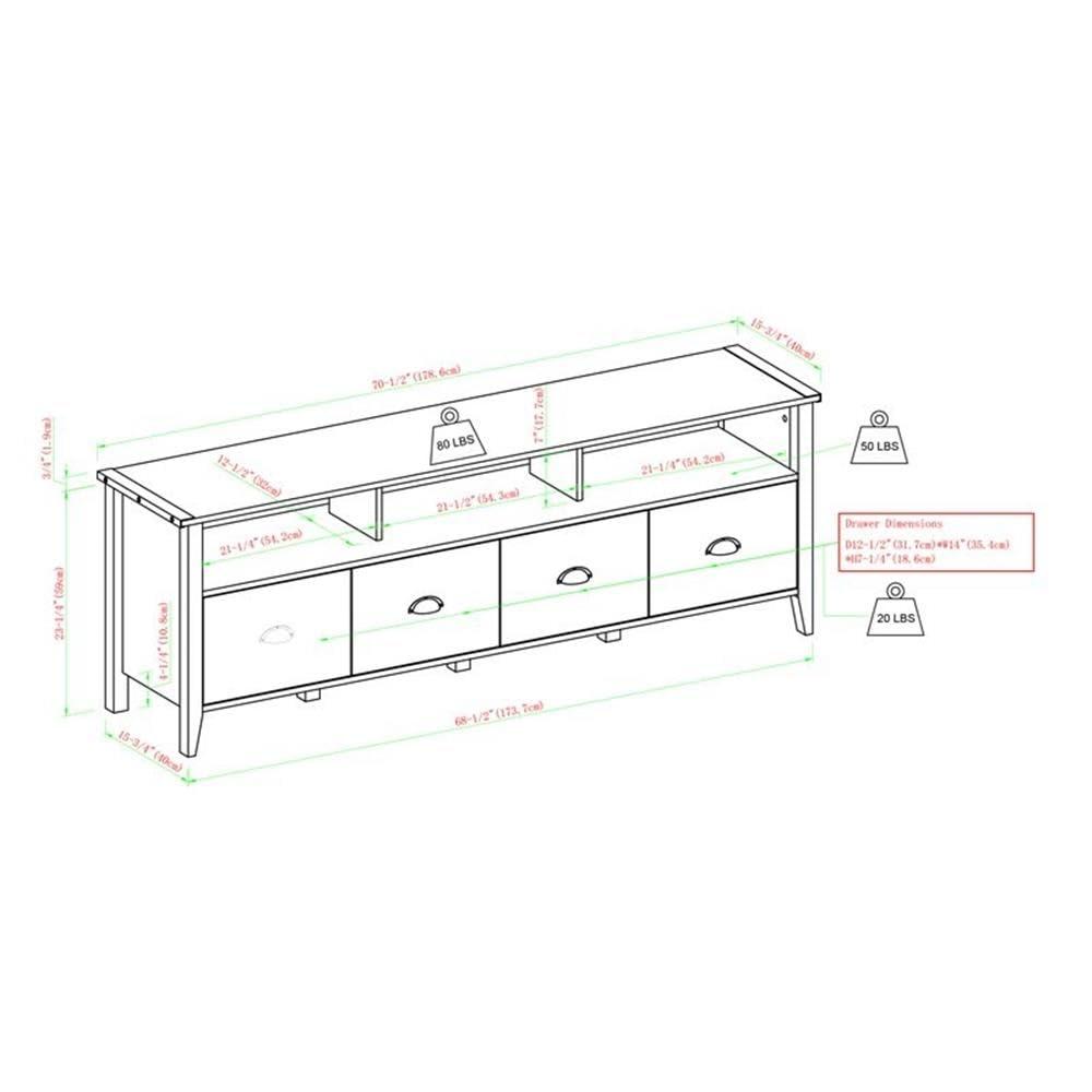 Clair 70" Industrial Farmhouse 4-Drawer TV Stand in Rustic Oak