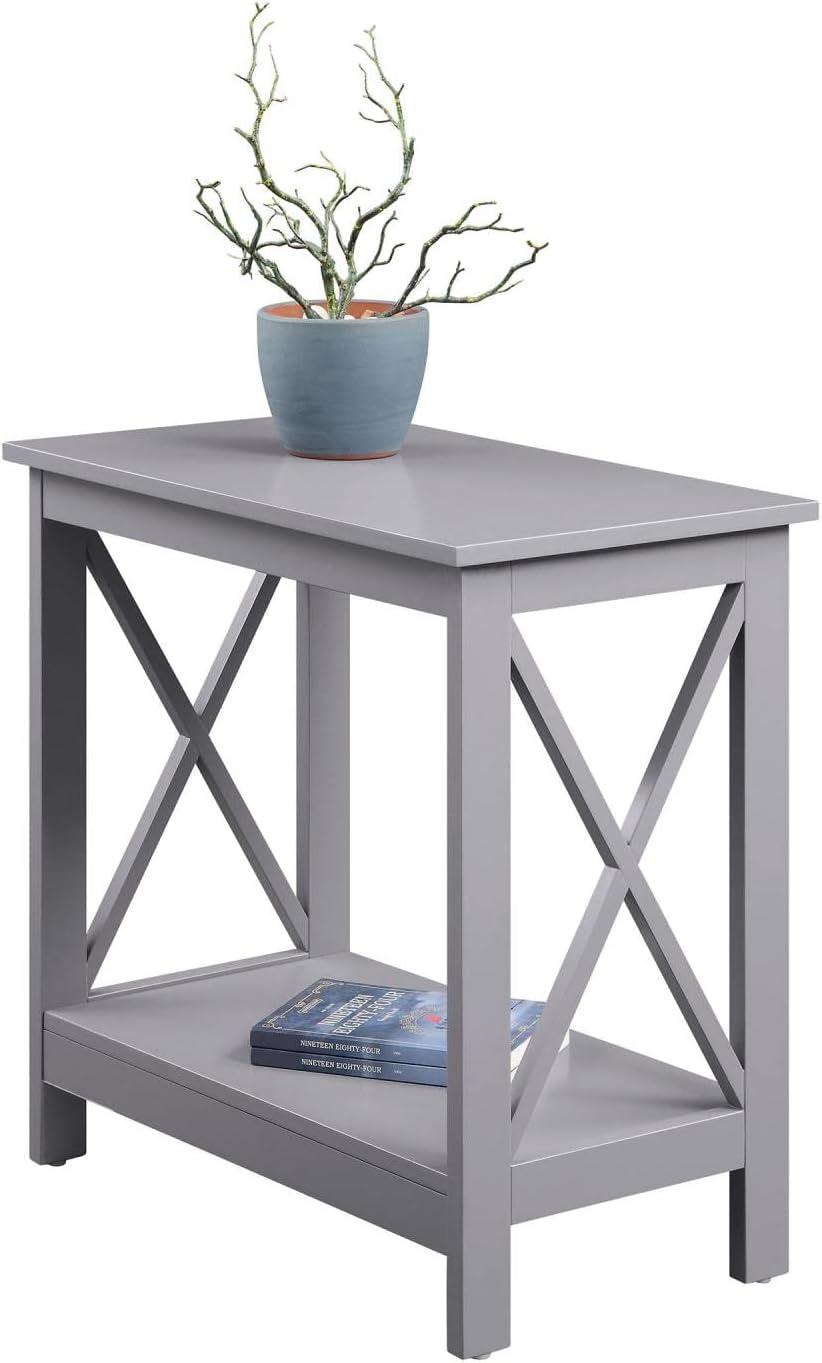 Convenience Concepts Oxford Chairside End Table with Shelf in Gray Wood Finish