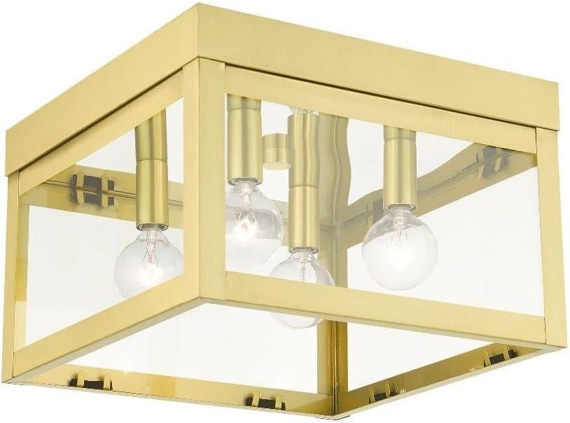 Livex Lighting Nyack 4 - Light Flush Mount in  Satin Brass