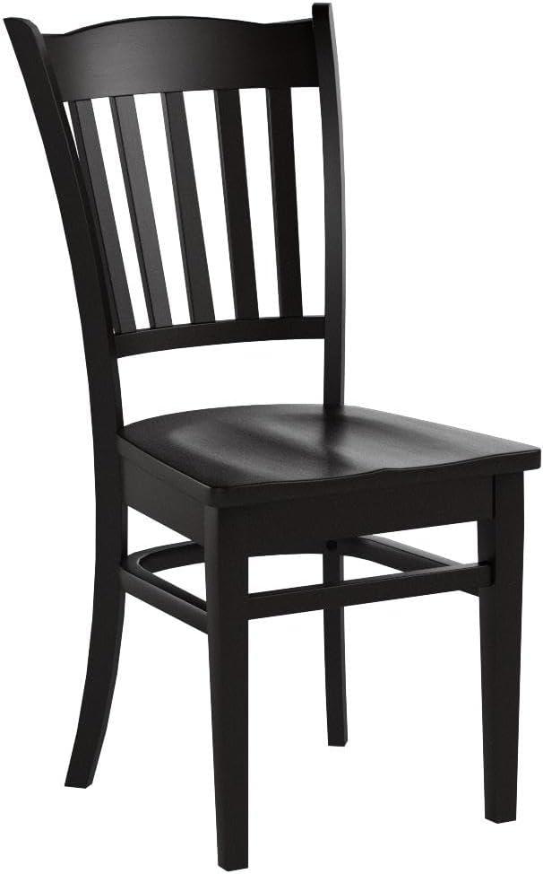 East West Furniture, Groton  Dining  Chair  With  Wood  Seat  In  Black  Finish,  Set  of  2