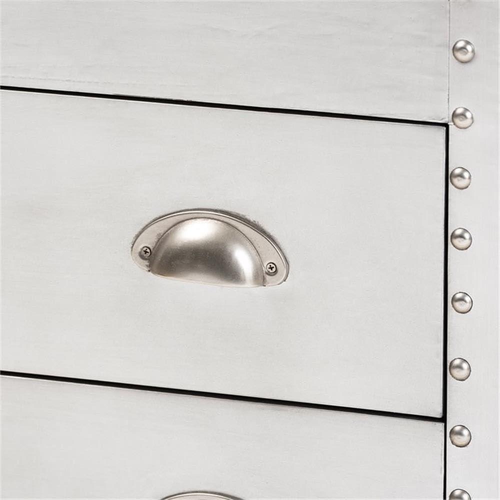 Bowery Hill 3-Drawer Mid-Century Metal Accent Storage Chest in Silver