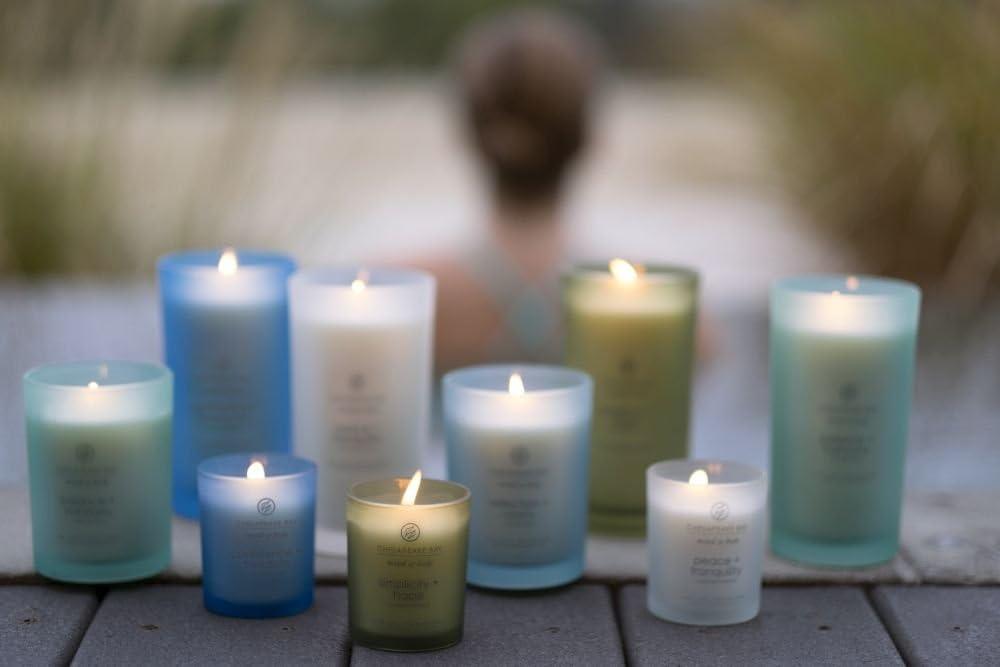 Frosted Glass Peace + Tranquility Lidded Jar Candle White 8.8oz - Mind & Body by Chesapeake Bay Candle: Soy Wax Blend with Essential Oils