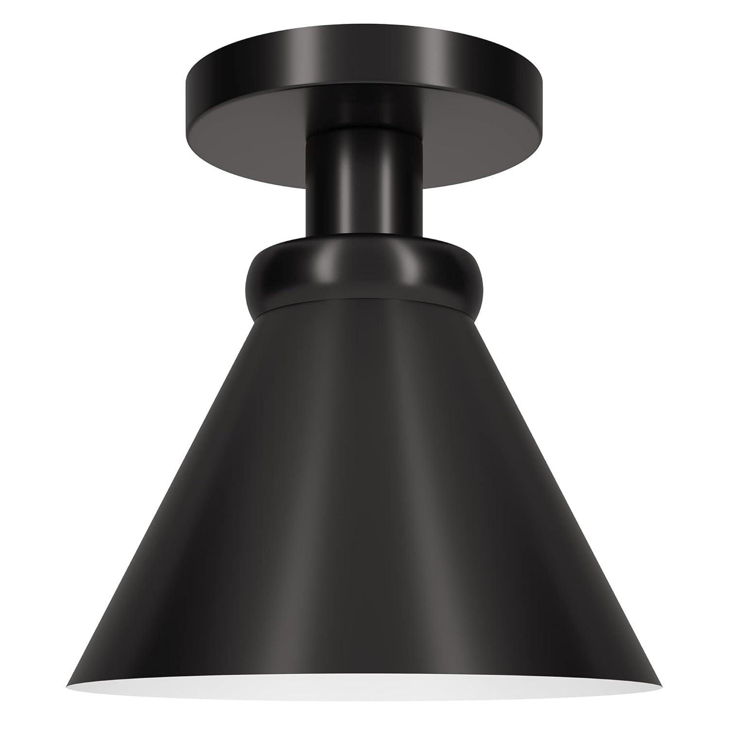 Evelyn&Zoe 8.5" Black Semi Flush Mount