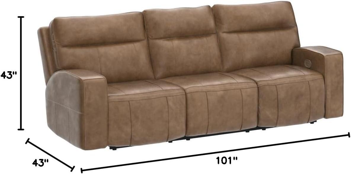 Roman 102'' Smoke Gray Faux Leather Power Reclining Sofa