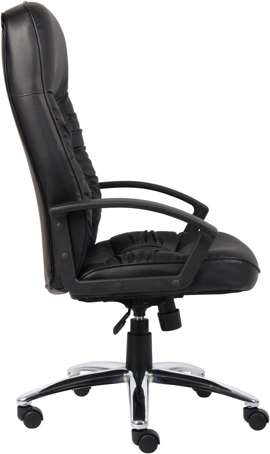 High Back LeatherPlus Chair Black - Boss Office Products: Ergonomic, Adjustable, Swivel, Casters/Wheels