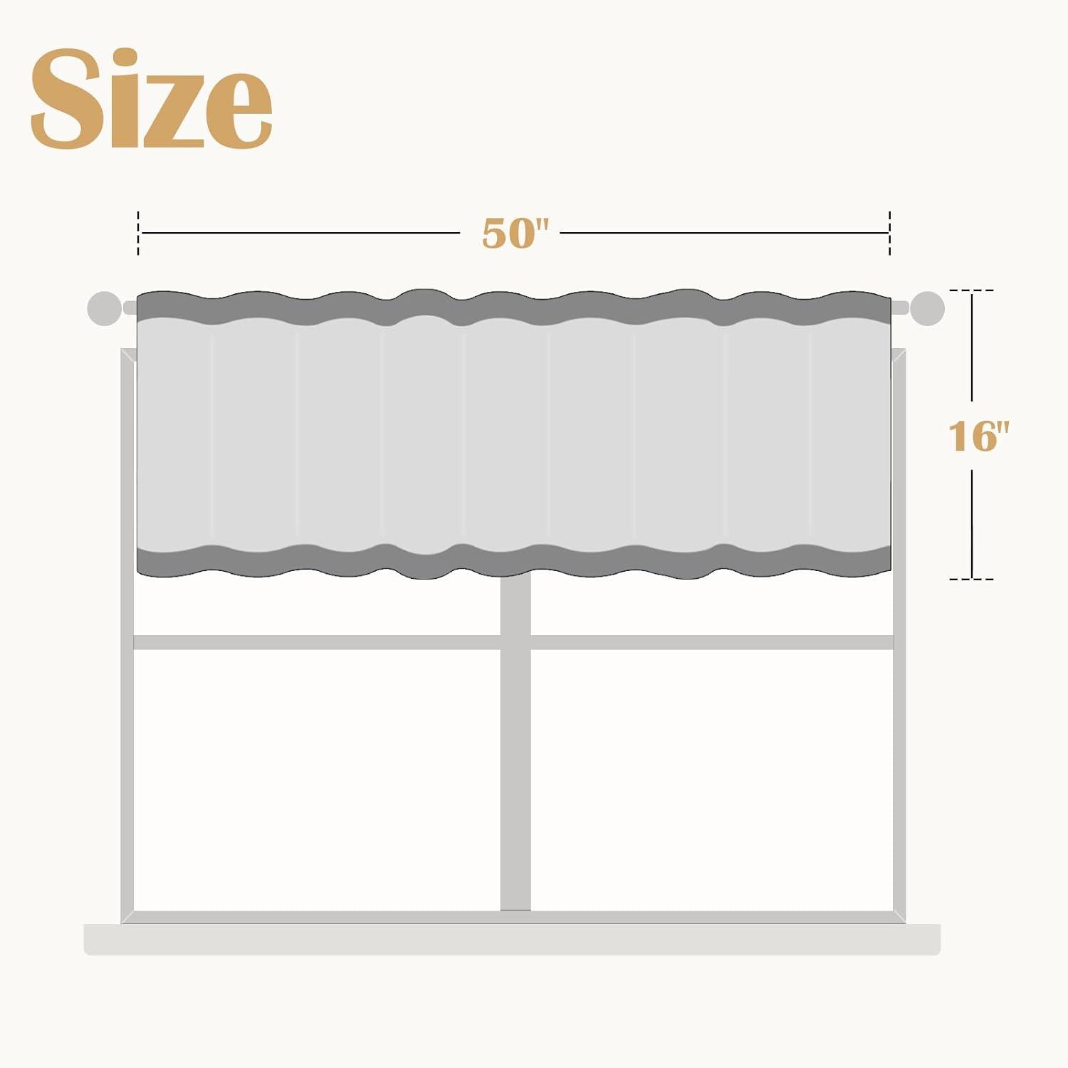 jinchan Linen Valance Curtain Farmhouse Window Decor Gray Floral Print for Kitchen Living Room Double Layer Blackout Valance 16 Inches Rustic Window Treatment 1 Panel Rod Pocket Grey on Beige