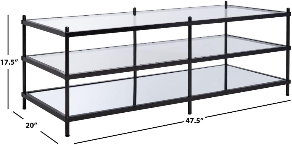 Cathal Glass And Mirror Coffee Table - Black/Glass - Safavieh