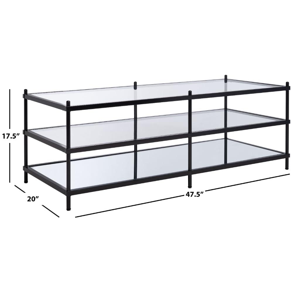 Cathal Glass And Mirror Coffee Table - Black/Glass - Safavieh