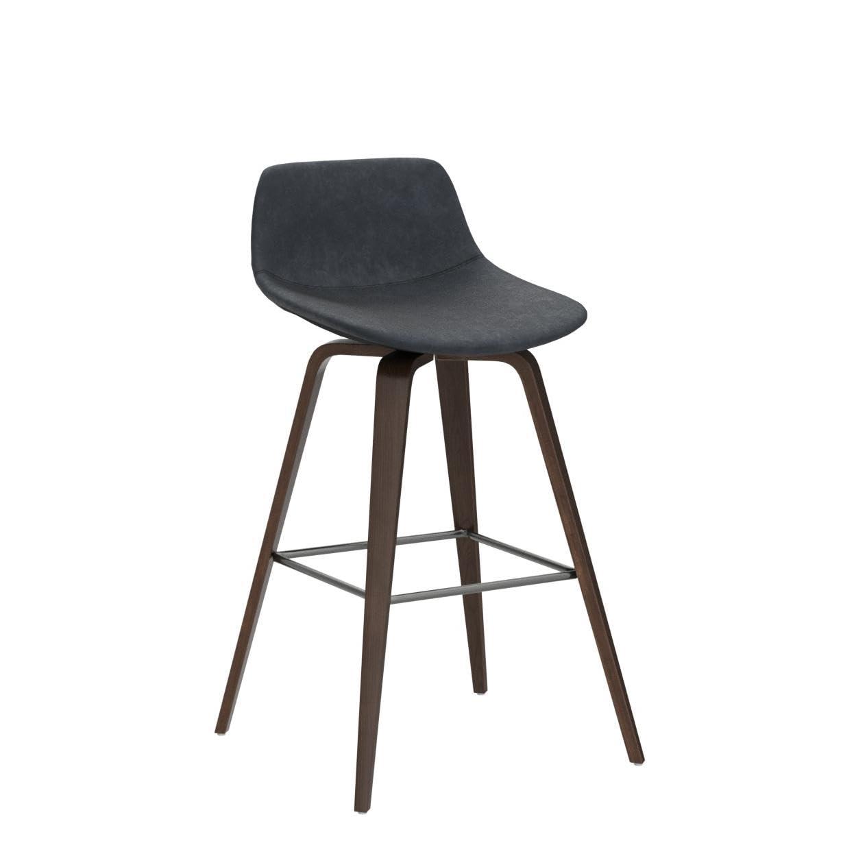 Simpli Home Randolph Upholstered Bentwood Mid-Century Modern Bar & Counter Stool with Chrome Footrest (Set of 2) (Set of 2)