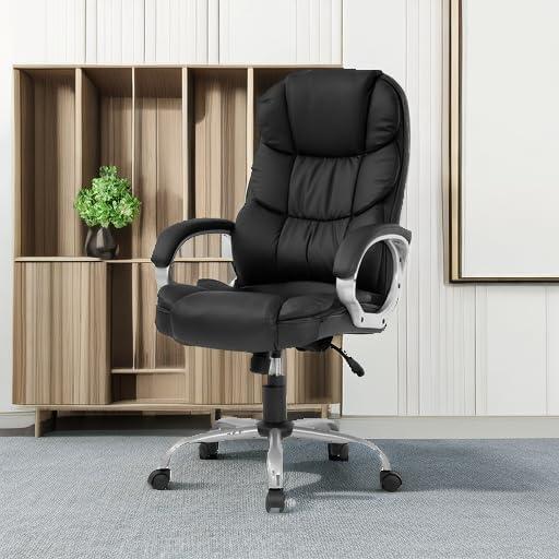 FDW Office Chair Computer High Back Adjustable Ergonomic Desk Chair Executive PU Leather Swivel Task Chair with Armrests Lumbar Support