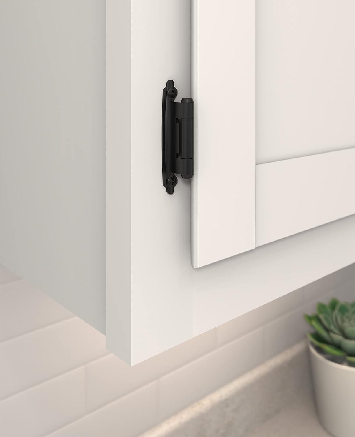 Amerock BPR7630FB | Reverse Bevel Face Frame Cabinet Hinge | Variable Overlay Self Closing Face Mount | Matte Black | Kitchen Cabinet Door Hinge | 1 Pair/2 Pack | Functional Hardware