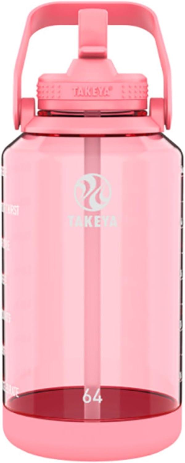 Takeya 64oz Tritan Motivational Water Bottle with Straw Lid - Pink