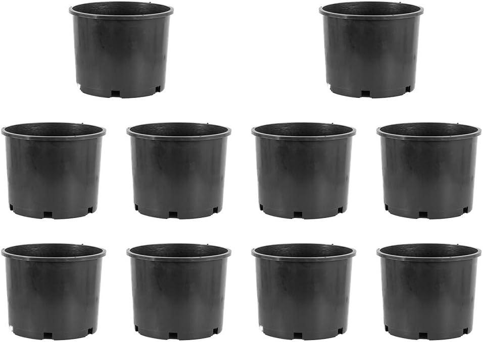 Pro Cal HGPK3PHD Round Circle BPA Free 3 Gallon Wide Rim Durable Injection Molded Plastic Garden Plant Nursery Pot for Indoor or Outdoor, 10 Pack