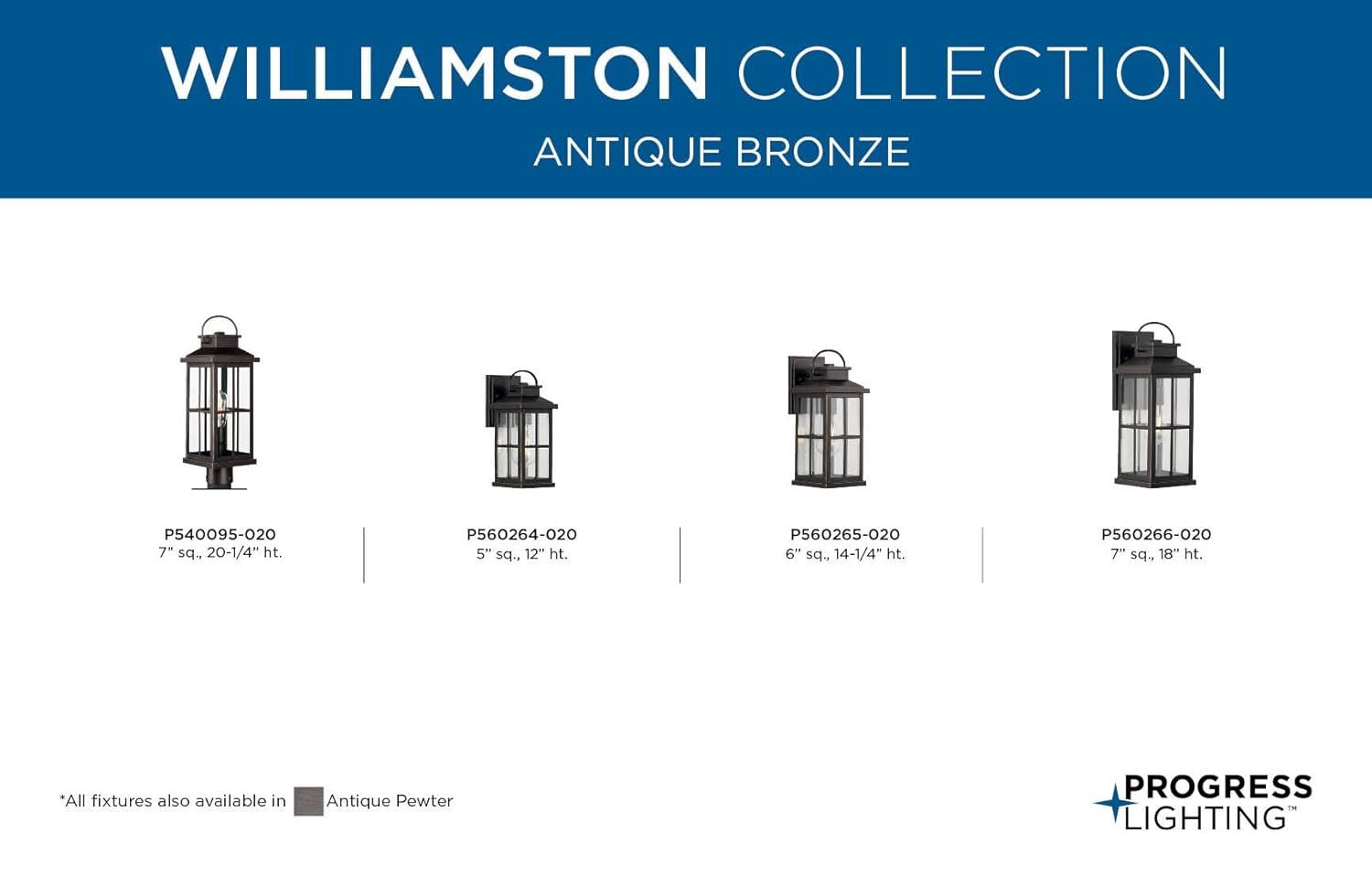 Progress Lighting Williamston 1-Light Antique Bronze Outdoor Wall Lantern with Clear Glass Shade