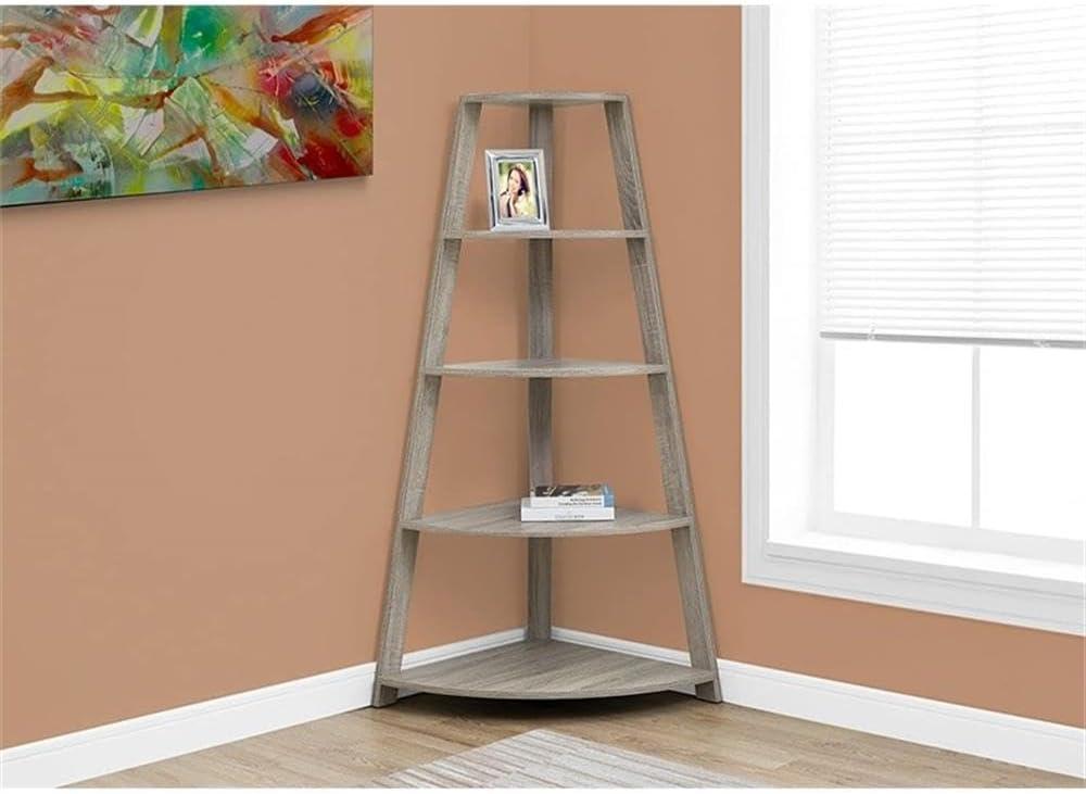 Glasco Bookshelf, Bookcase, Etagere, Corner, 4 Tier, 60"H, Office, Bedroom, Laminate, Contemporary