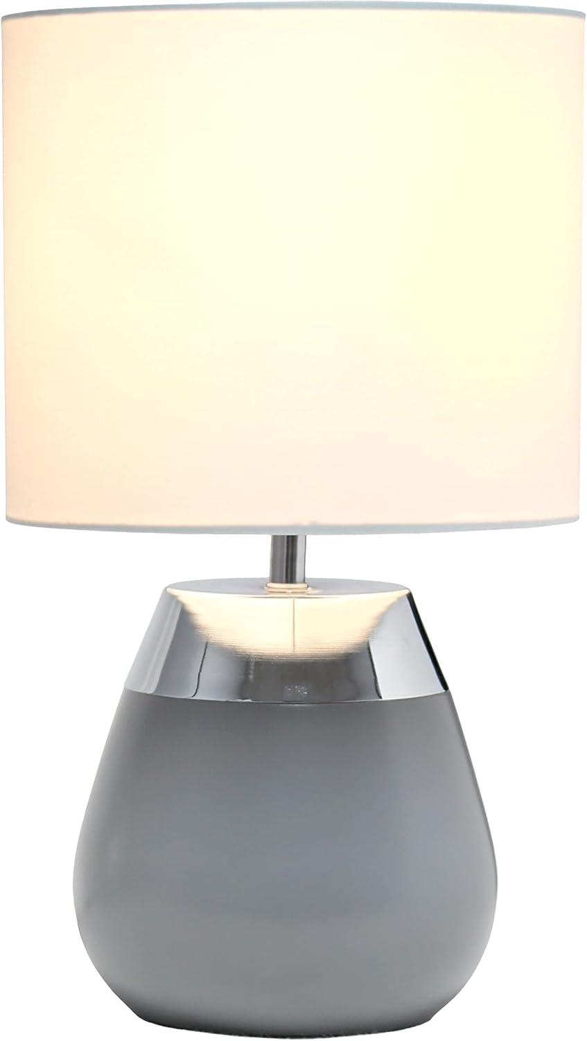 14" Tall Modern Contemporary Two-Tone Metallic Bedside 4 Settings Touch Table Desk Lamp - Simple Designs