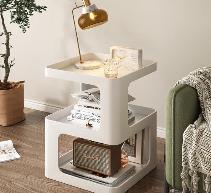 Metal Nightstand, Small End Table, Modern Side Table, Accent Bedside Table, 3 Tier Night Stands, Bed Side Table for Living Room Bedroom Outdoor Entryway, No Assembly Required, Black