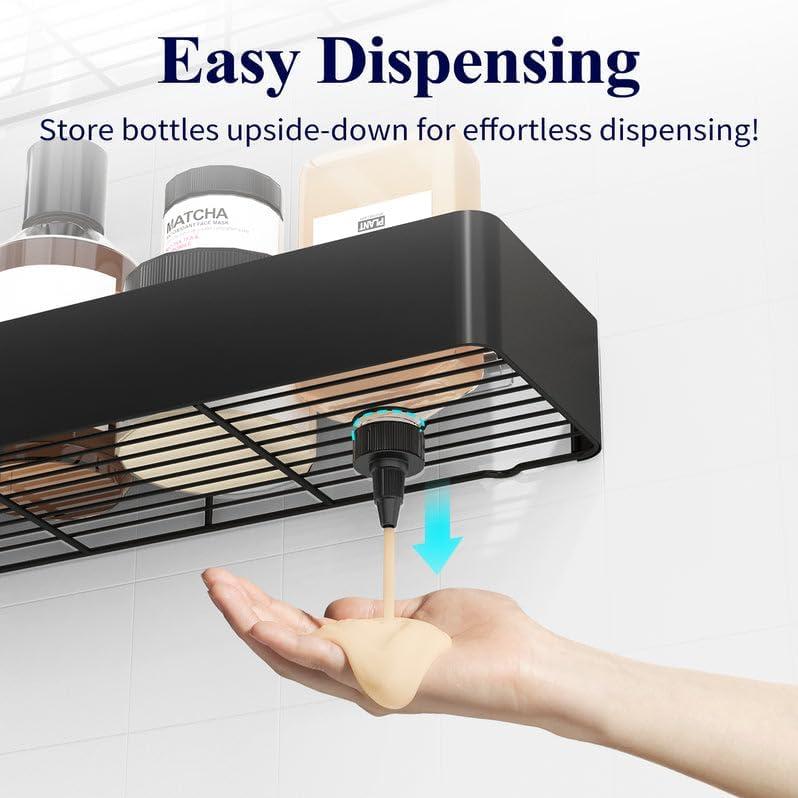 Kitsure X-Large Shower Caddy - 2 Pack Adhesive Shower Organizer, Rustproof Metal Shelves, No-Drill Bathroom Organizers and Storage, Black