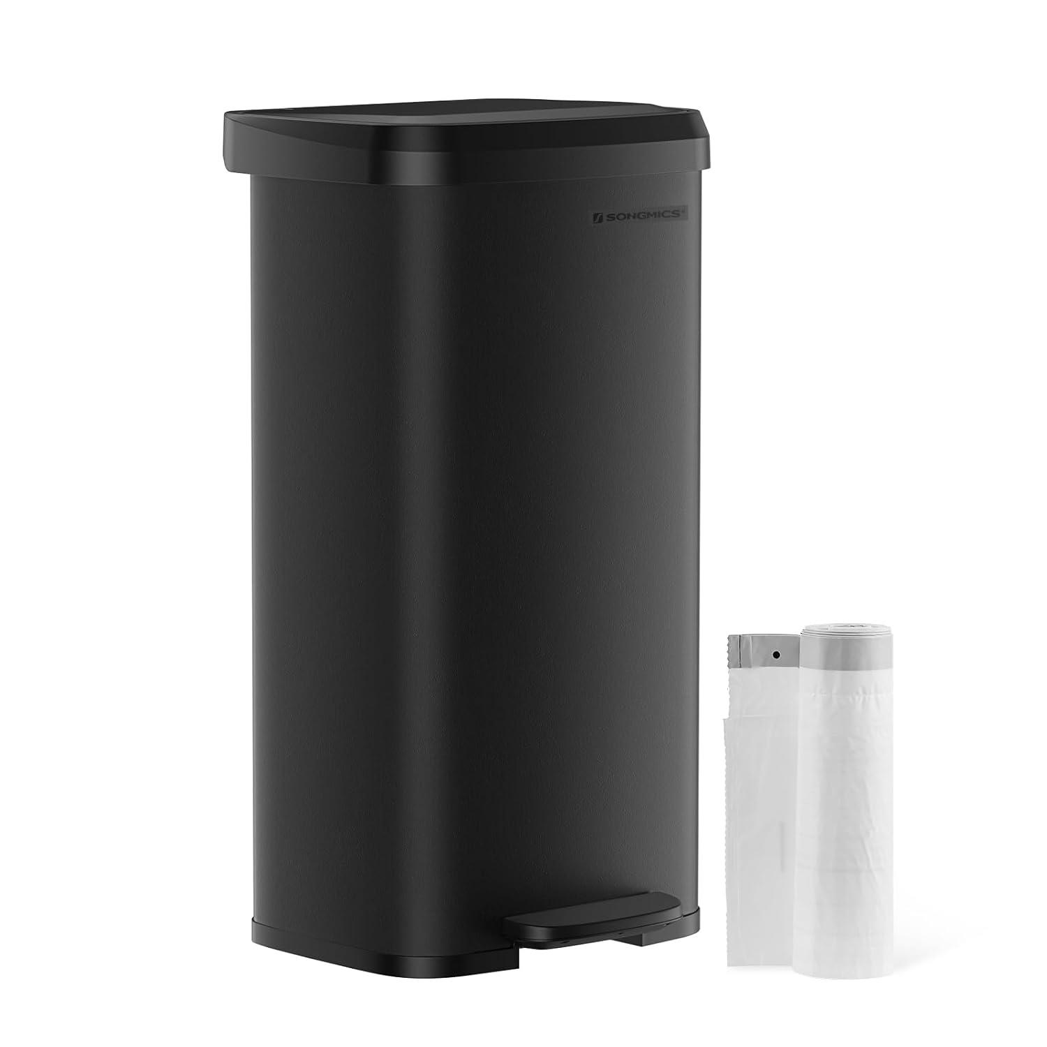 18-Gallon Black Stainless Steel Pedal Trash Can