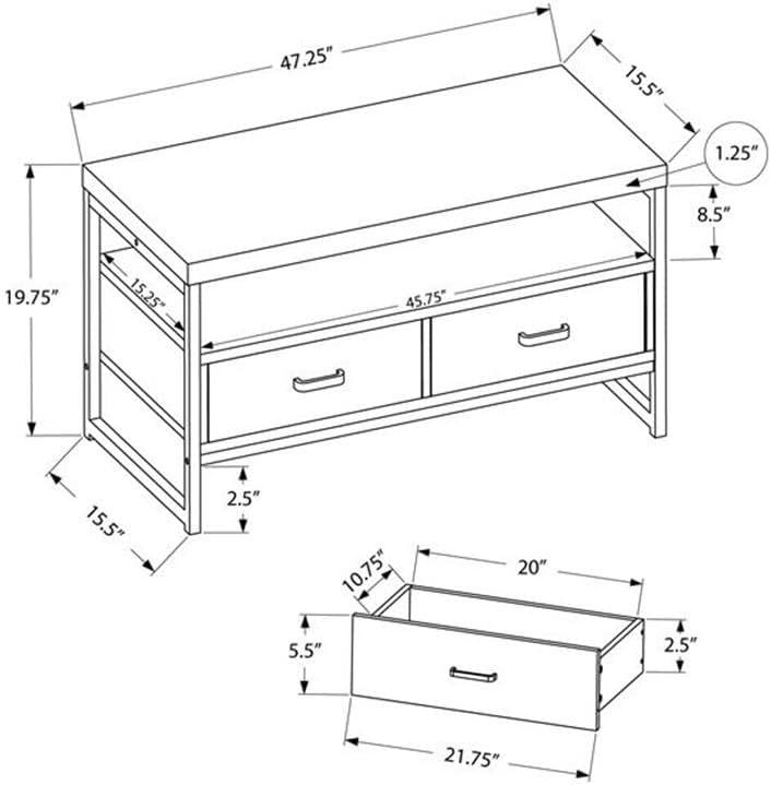 Monarch Specialties Tv Stand 48 Inch Console Media Entertainment Center Storage Drawers Laminate Metal Brown Black Contemporary Modern