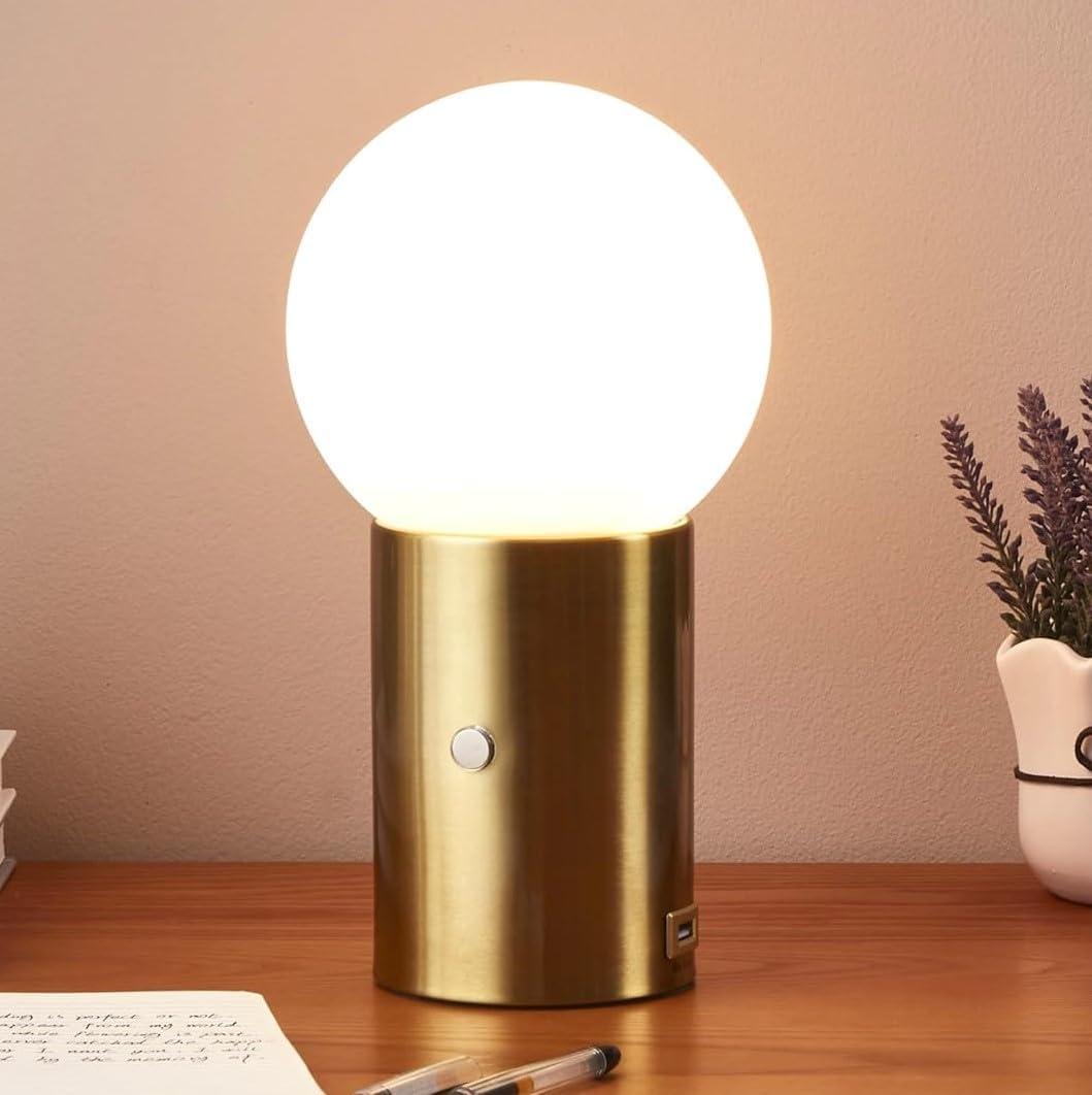 Kai 11 in. Modern LED Bedside Globe Table Lamp with Built-In Dimmer