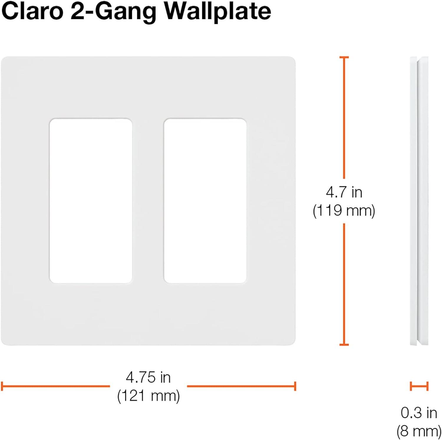 Claro 2 Gang Snow White Satin Wall Plate