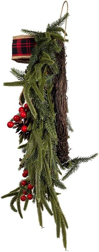 Kurt Adler 24-Inch Unlit Berries and Pinecone Rattan Wreath