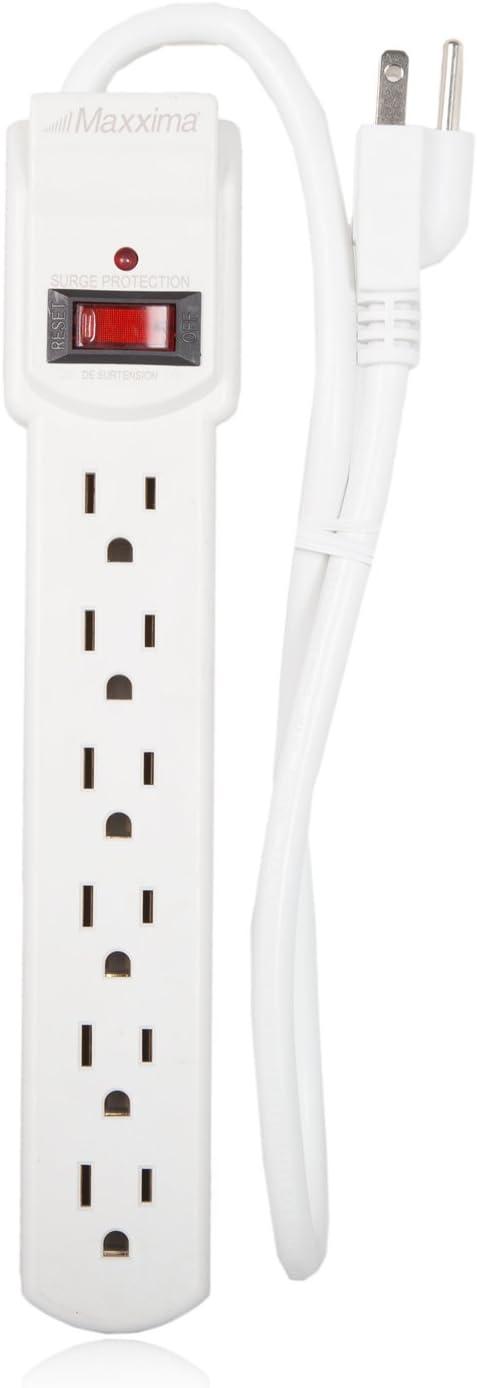 Maxxima 6 Outlet Power Strip Surge Protector- 300 Joules (Pack of 4)