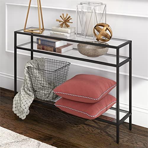 Evelyn&Zoe Siviline 22" Wide Rectangular Console Table, Brass