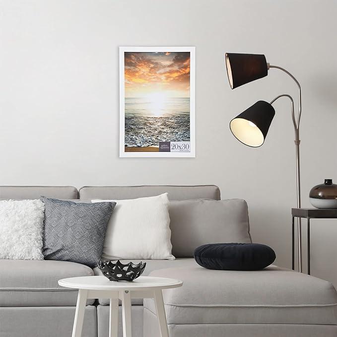 Gallery Solutions 20"x30" White Wood Wall Mount Poster with Hanging Frame - White
