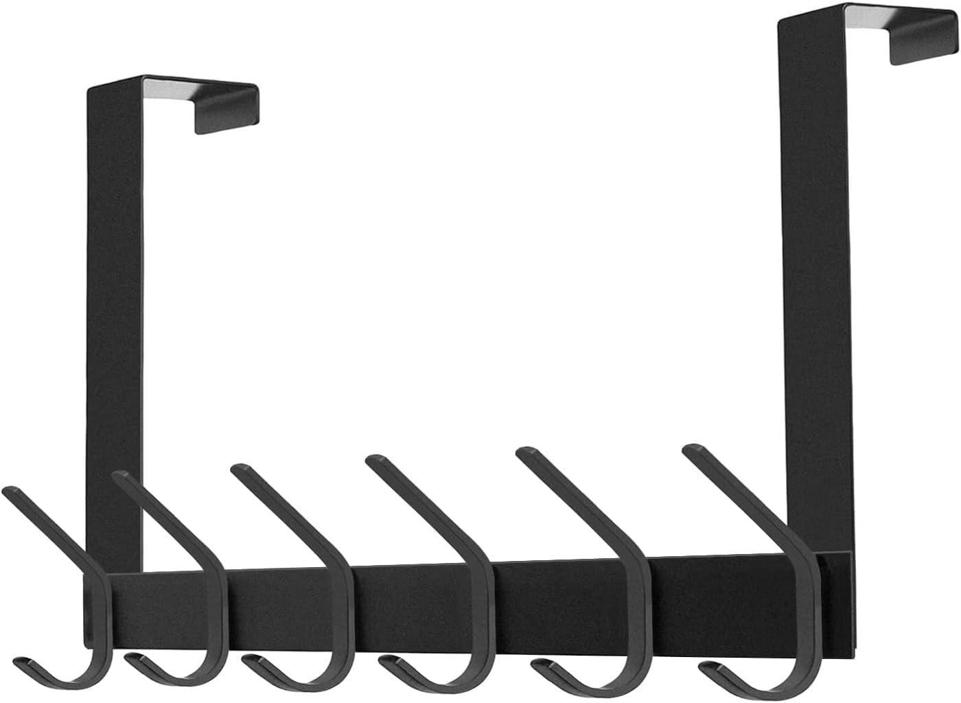 Matte Black Heavy Duty Over Door Hook Rack with 12 Hooks