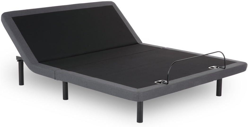 King Adjustable Black Metal Frame Bed with Wireless Remote