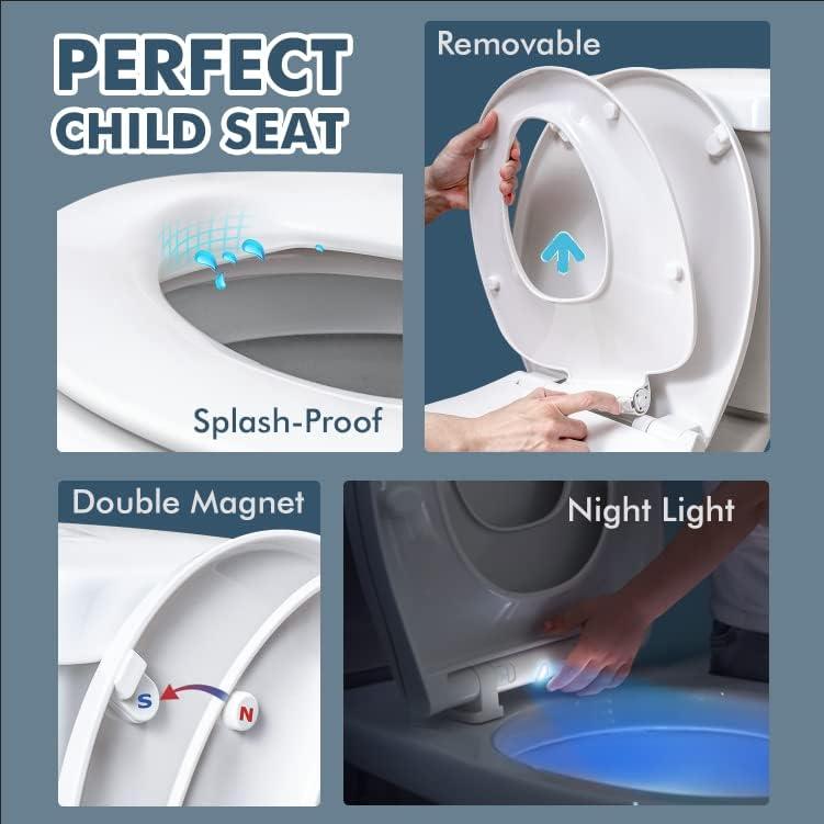Round Soft Close Toilet Seat, 17-Inch Quiet Slow Close Round Toilet Lid, Easy Installation & Comfortable Ergonomic Design, Durable Plastic, White