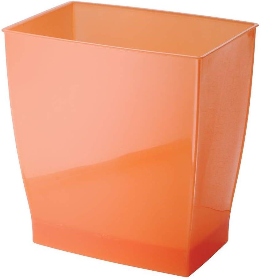 iDesign Mono BPA-Free Plastic Rectangular Waste Basket - 11.25" x 7.5" x 12", Tango Orange
