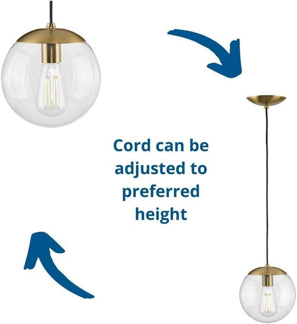 Progress Lighting Atwell 1-Light Glass Globe Pendant, Brushed Nickel, Clear Glass Shade