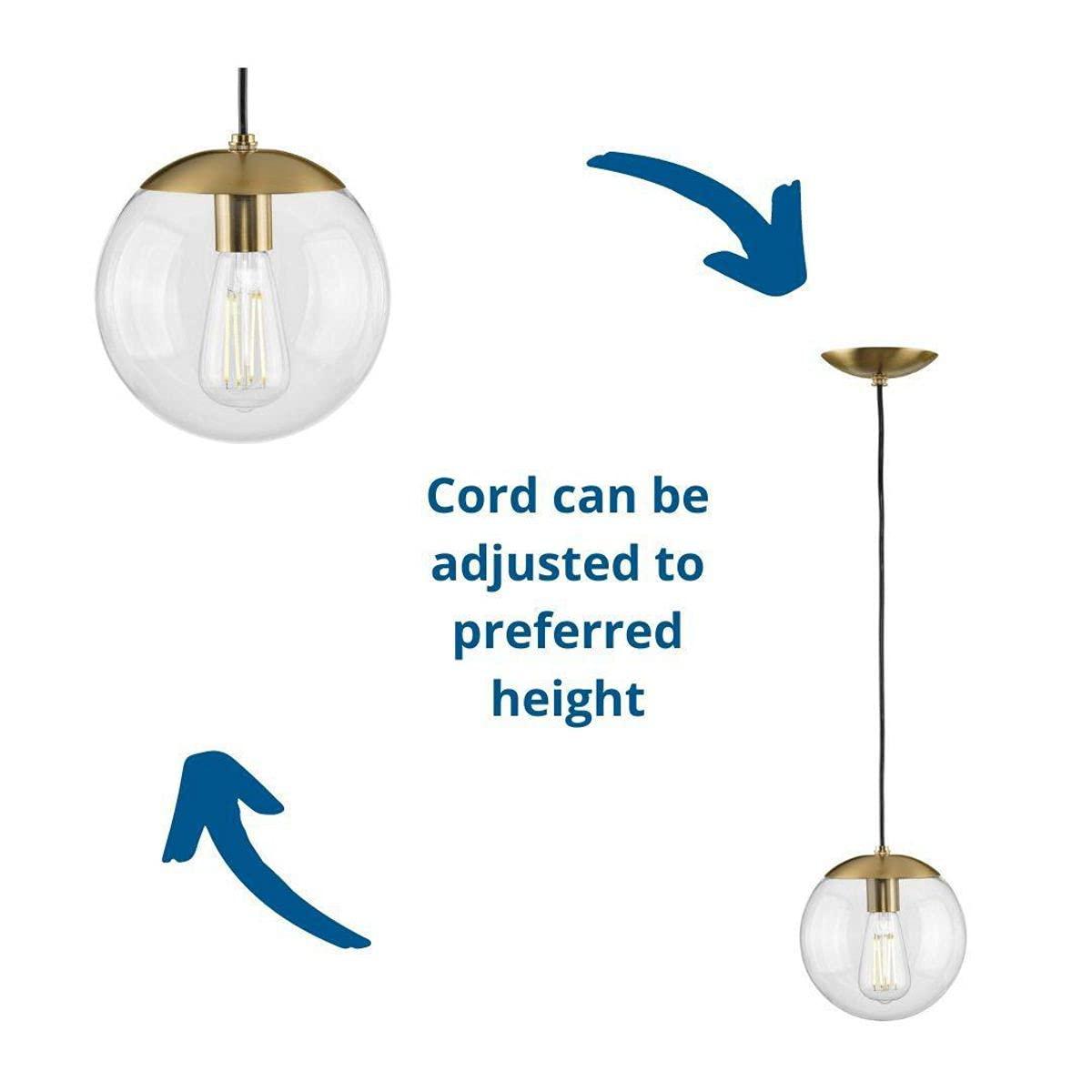 Progress Lighting Atwell 1-Light Glass Globe Pendant, Brushed Nickel, Clear Glass Shade