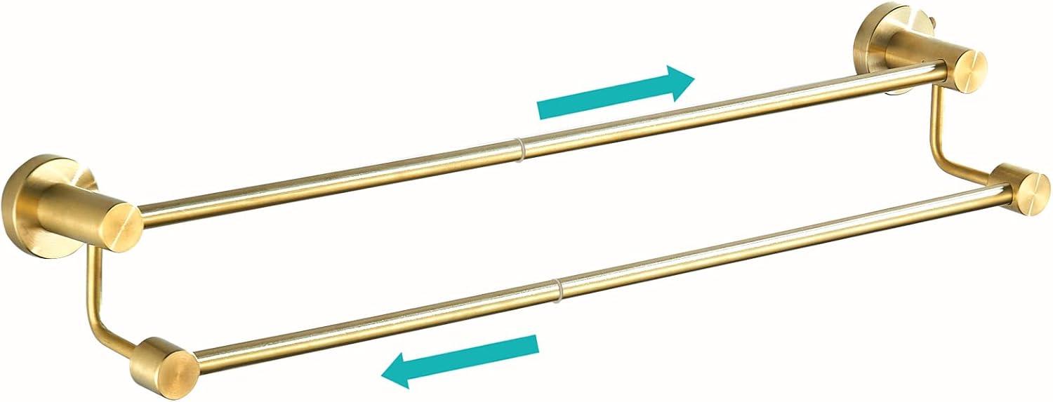 Brushed Gold Stainless Steel Double Towel Bar Rack