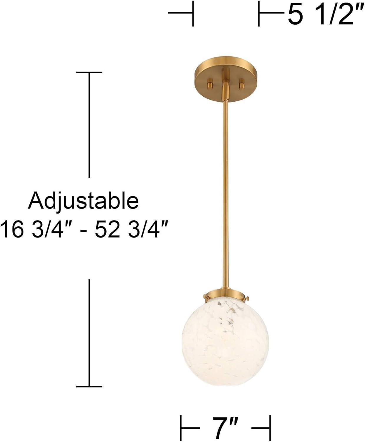 Possini Euro Design Candide Warm Brass Mini Pendant Lighting 7" Wide Mid Century Modern Art Glass Globe Shade for Dining Room House Kitchen Island