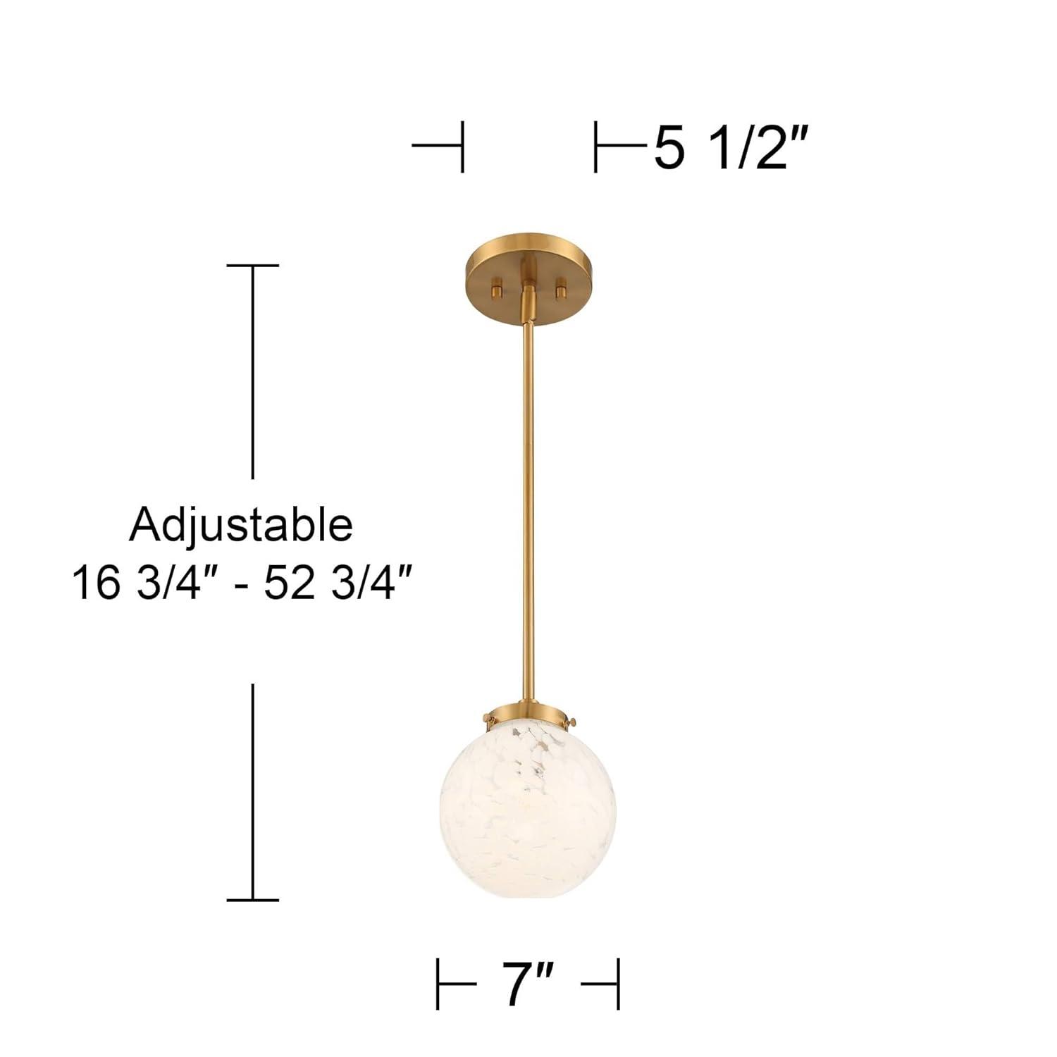 Possini Euro Design Candide Warm Brass Mini Pendant Lighting 7" Wide Mid Century Modern Art Glass Globe Shade for Dining Room House Kitchen Island